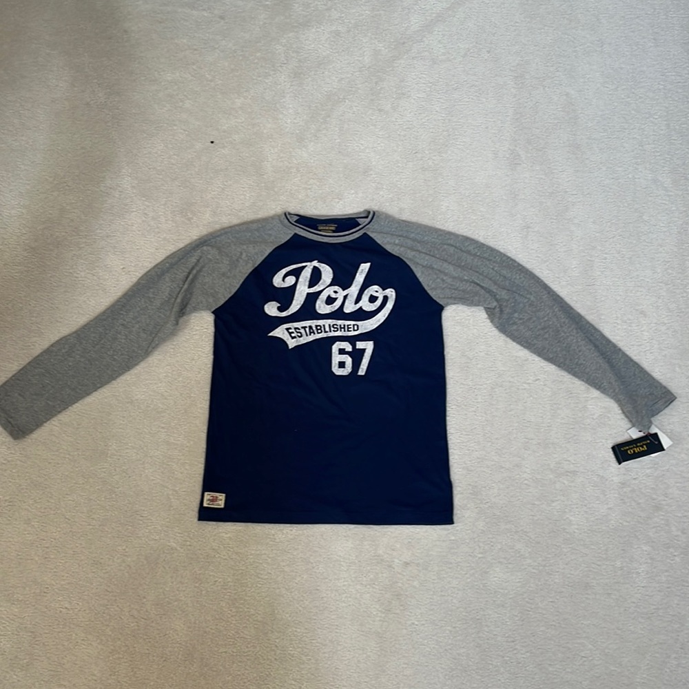 Youth Large Blue & Gray Long sleeve Shirt